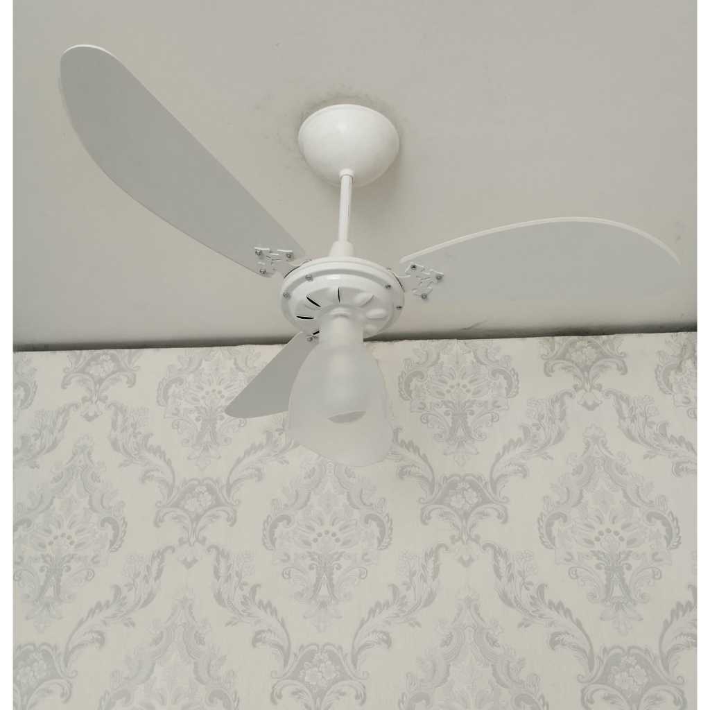 Ventilador Teto Venti-delta New cristal Light 3p Pás Branco  Estrutura Branco