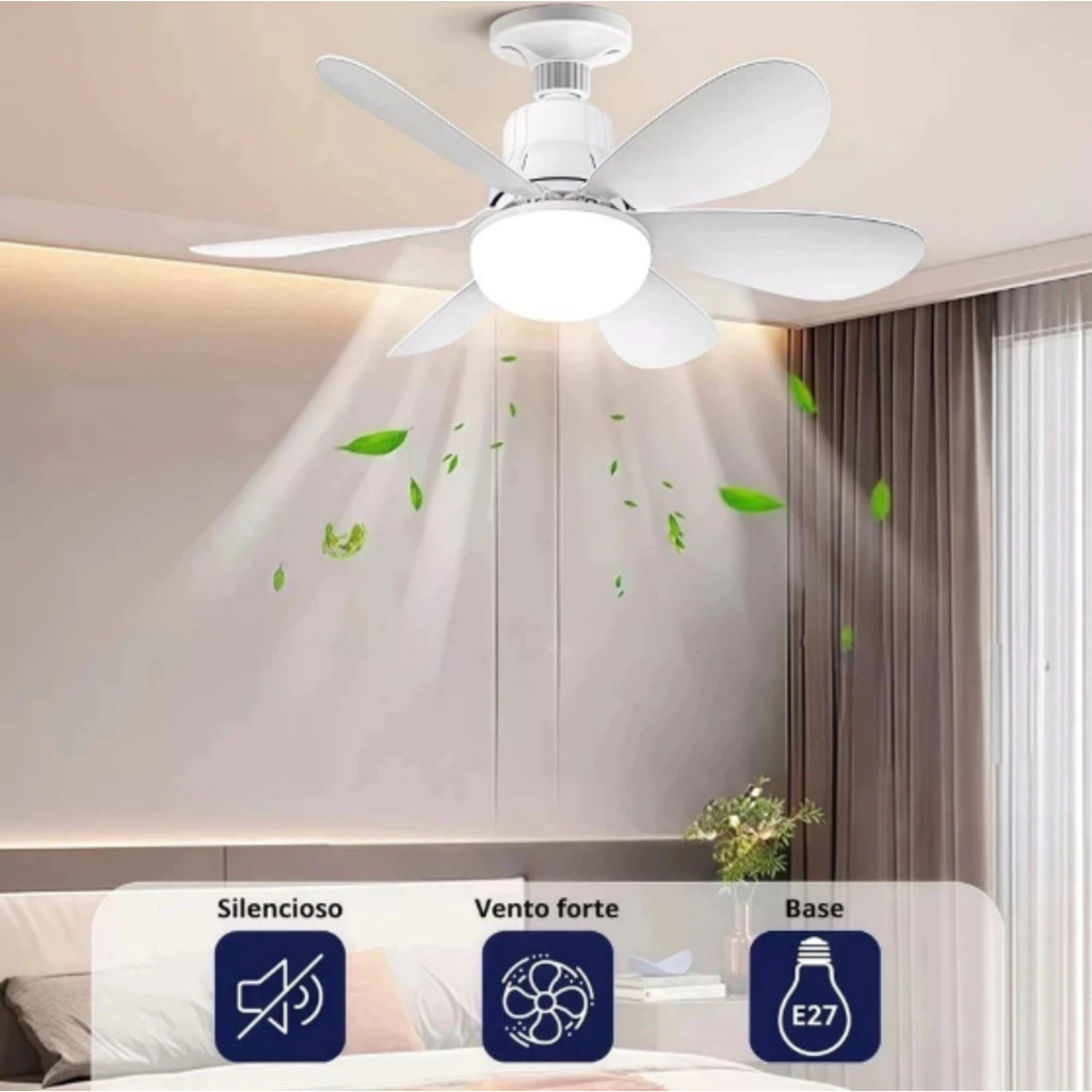 Ventilador de Teto Wind Light Silent 6 Pás com Iluminação LED  simplus