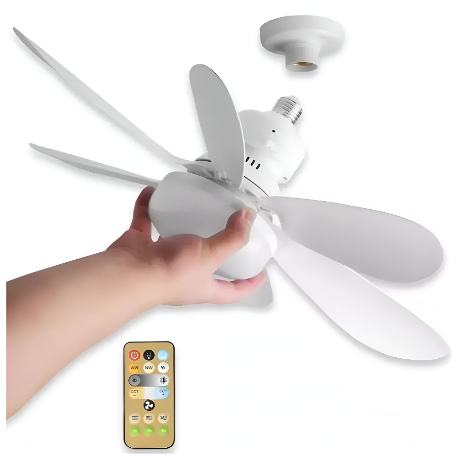 Ventilador De Teto Silencioso Wind Light Controle Remoto Lampada LED 40W 6 Folhas Silencioso Casa