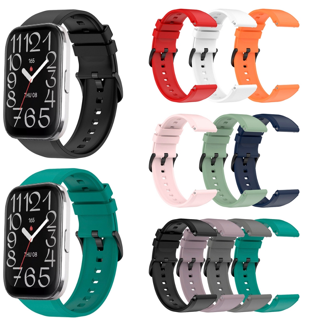 Pulseira De 22mm Compativel Com Smartwatch Amazfit Bip 5 Unity De Silicone ajustavel