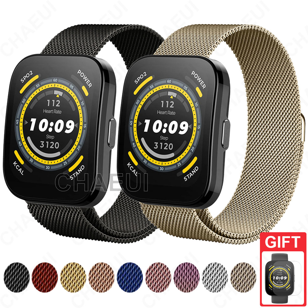 Pulseira De Metal De Aço Inoxidável Para Amazfit Bip Max 6 5 Unity 3 U Pro S / GTS 4 Mini 3 2 / GTR Mini