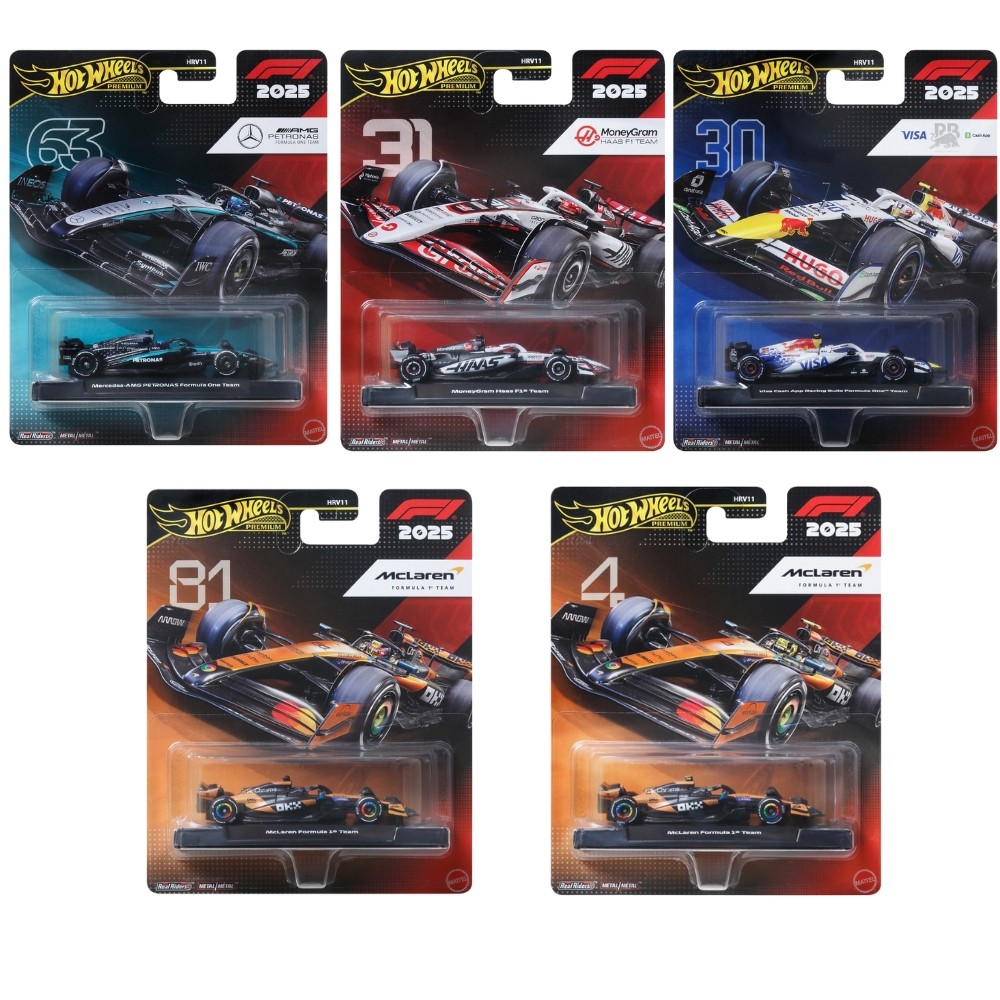 Bundle Hot Wheels Premium F1 2025 - Set com 5 Miniaturas