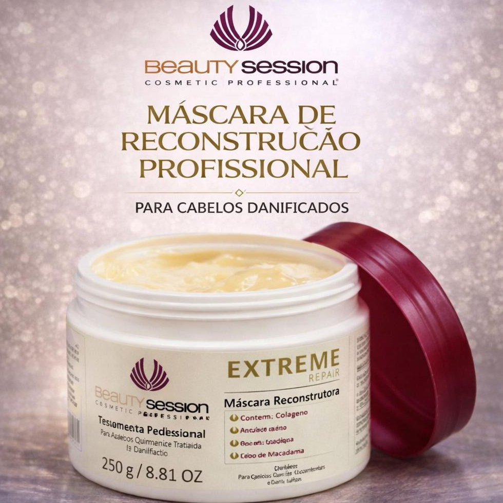 Máscara Reconstrução para cabelos Danificados - EXTREME 250 gr - Beauty Session Cosmetic Professional