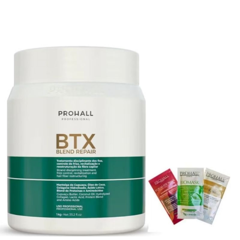 Botox Capilar Blend Repair Prohall Professional 1kg Tratamento Reconstrutor Antifrizz Brilho e Maciez