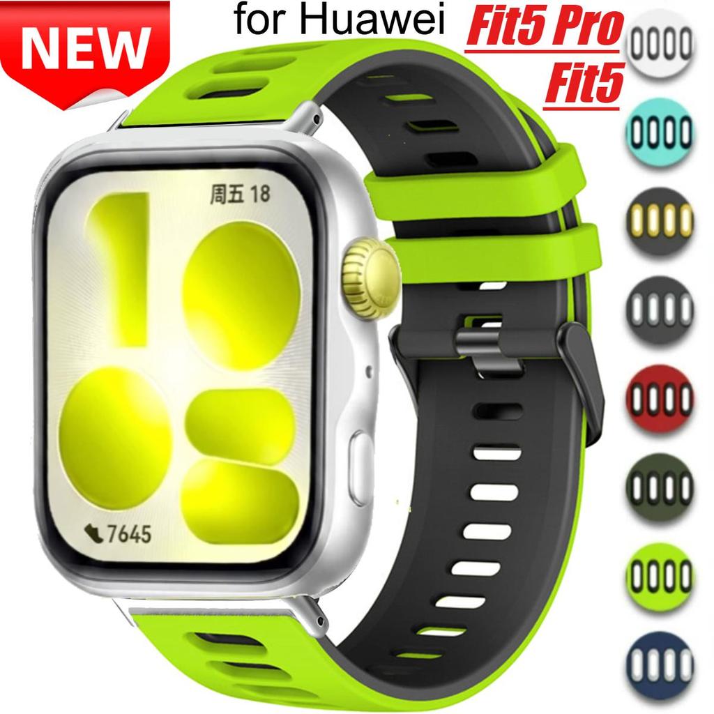 Pulseira De Silicone De Duas Cores Para Huawei Fit 5 5Pro Watch Fit4 Fit3 Esportiva Substituível Respirável 4/Pro