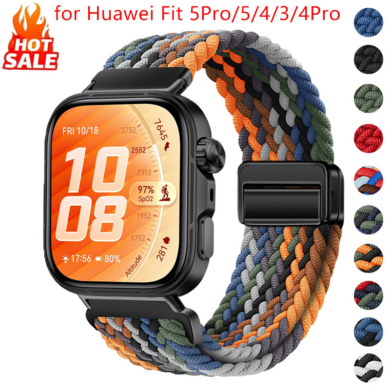 Pulseira De Nylon Com Fivela Magnética Compatível Huawei Watch fit 5 Pro/4 3 Esportiva Trançada Para Fit5 Fit4 Fit3