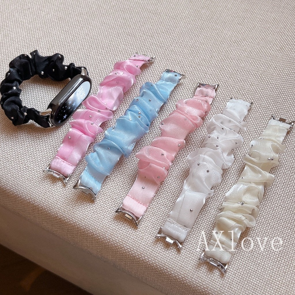 Correias De Scrunchie De Diamante Adequadas Para Huawei Watch Fit3 Fit4 Fit5 5pro Banda E Honor Band 11 Pro 10 9 8 Pulse