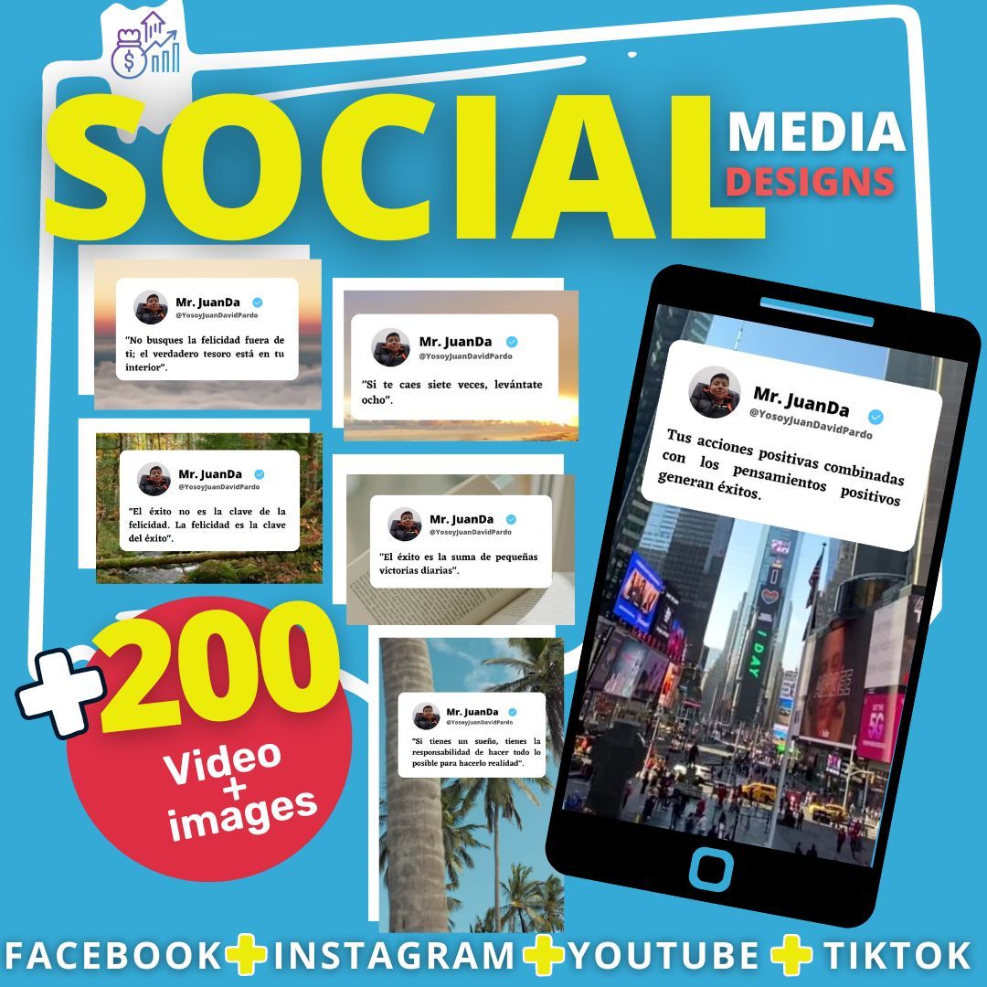 +200 publications for Social Networks (Instagram + Facebook + YouTube + TikTok +WhatsApp) - +200 publicaciones para Redes Sociales (Instagram + Facebook + YouTube + TikTok +WhatsApp)