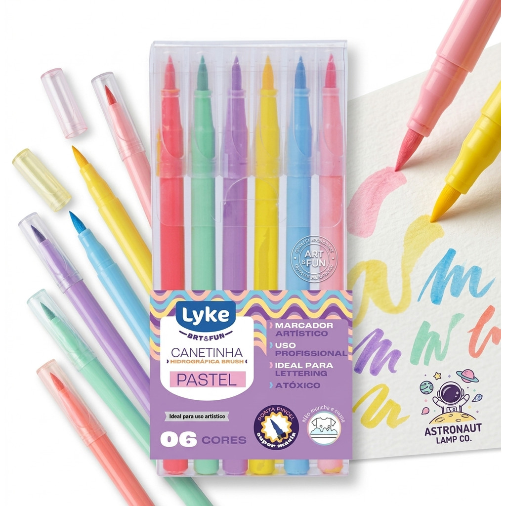 CANETINHA HIDROGRAFICA BRUSH 06 CORES LYKE