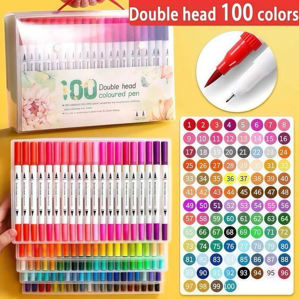 Kit 60/80/100/120 pecas Caneta Brush Pen com ponta dupla pincel estilo brushpen e ponta fina