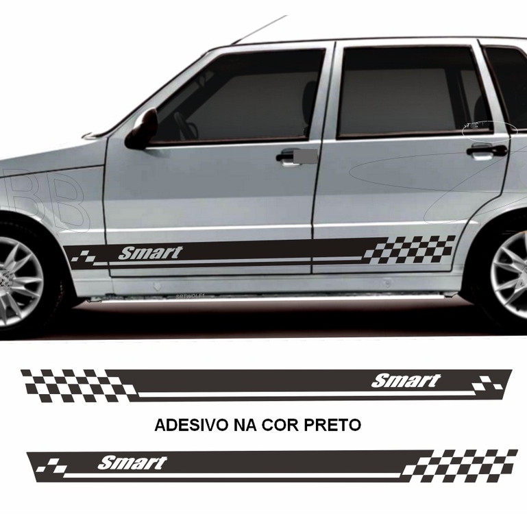 Adesivo Decorativo Para Uno Smart Faixa Lateral Modelo Escrito Smart Kit Adesivos Esportivos