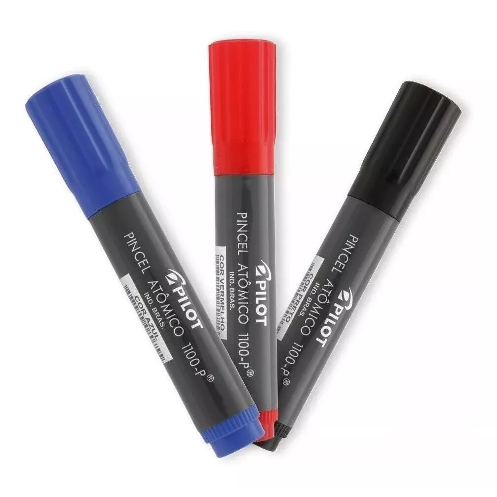 Marcador Perm. Pincel Atômico 1100-P Azul, vermelho ou preto Ponta até 8mm 1 unidade ou kit Pilot