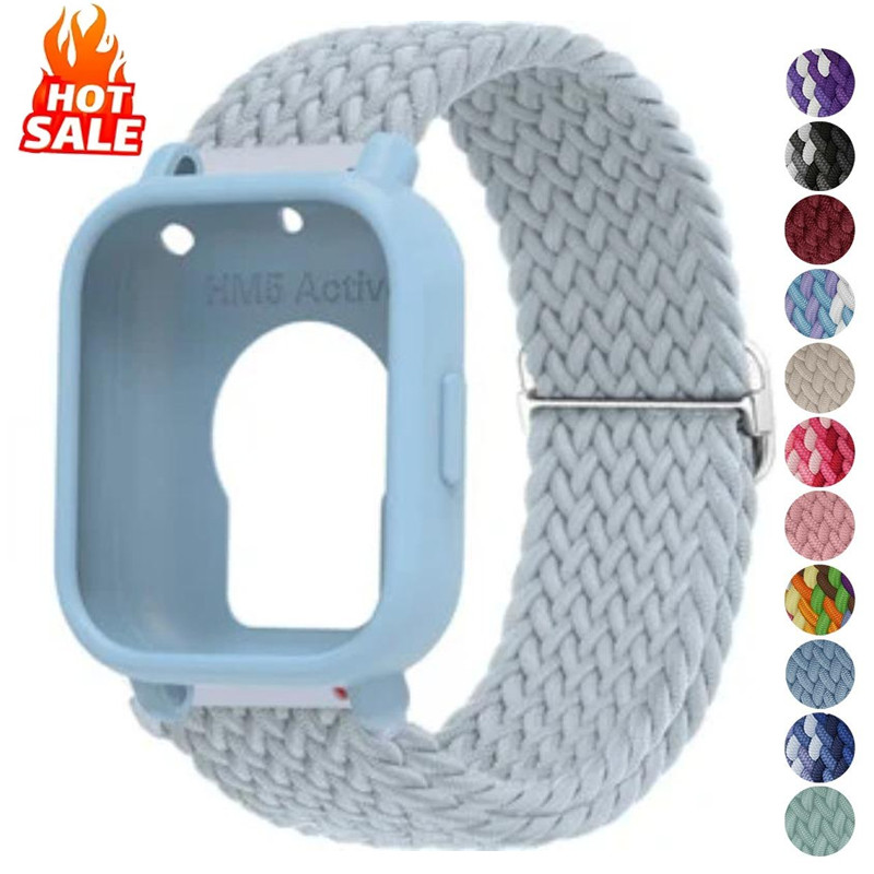 Pulseira De Nylon Trançada + Capa Para Redmi Watch 5 Active/5 Lite Protetora De Silicone Banda Breatbale Acessórios