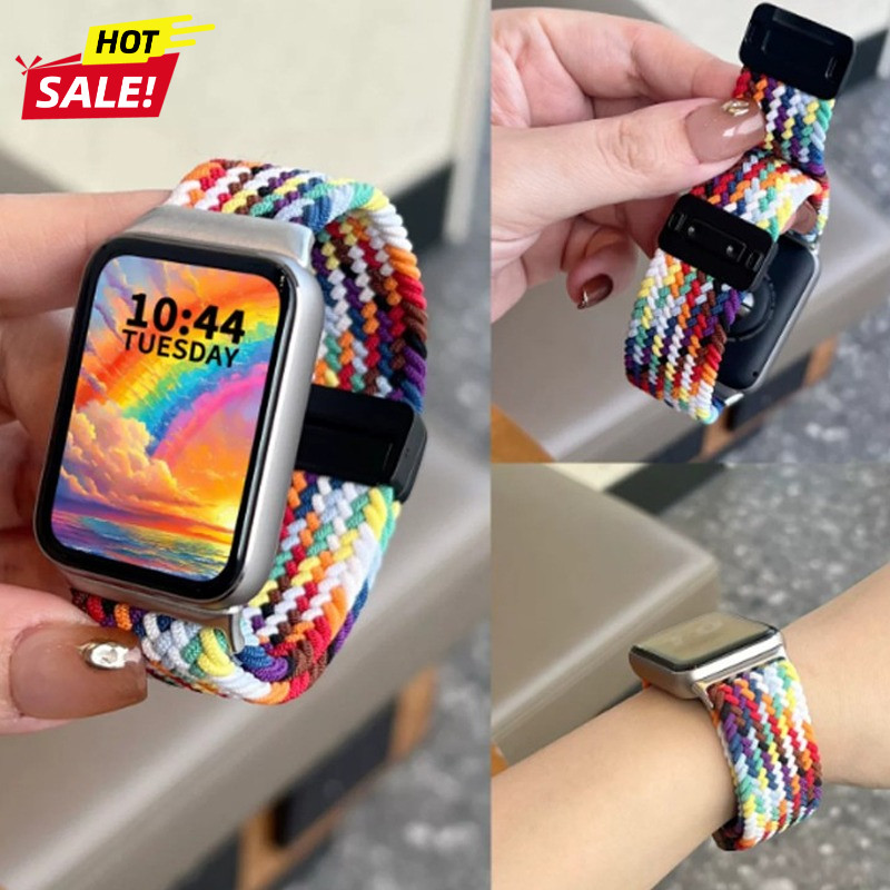 Pulseira Magnética De Nylon Para Redmi Watch 6 Active/Lite/5/4 Trançada MiBand 10Pro 9/8 Pro Cinto Respirável