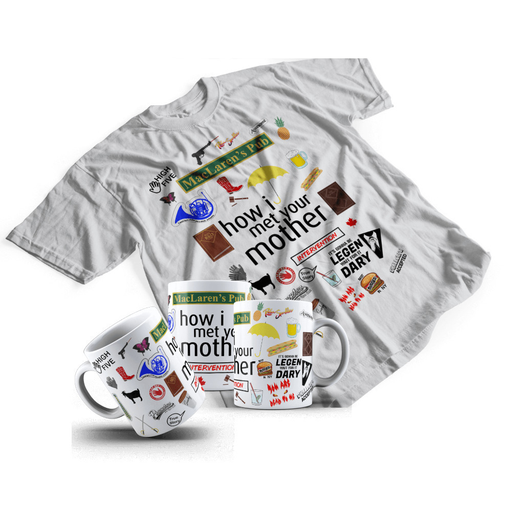 KIT CAMISETA E CANECA HOW I MEET YOUR MOTHER REFERENCIAS HIMYM SÉRIES