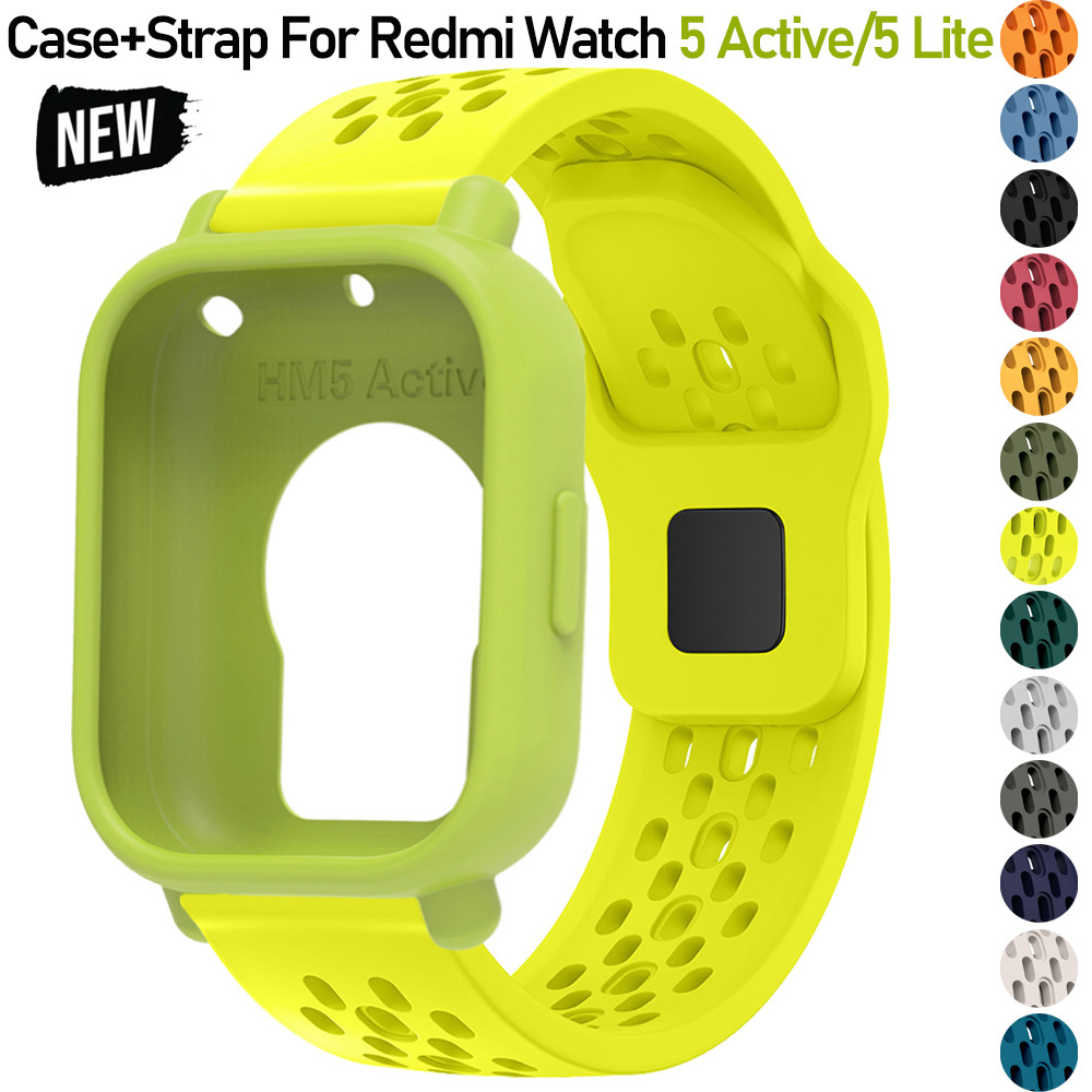 Pulseira + Capa Para Redmi Watch 5 De Silicone Ativo Esportiva 5Lite TPU Macia E Respirável
