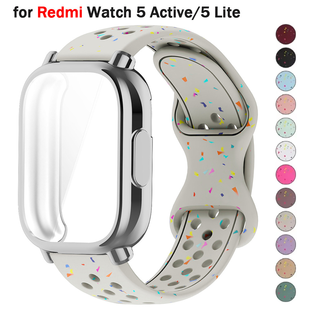 Capa Protetora + Pulseira De Silicone Para Xiaomi Redmi Watch 5Active/5 Lite Tela De Cobertura Completa TPU Casca Macia