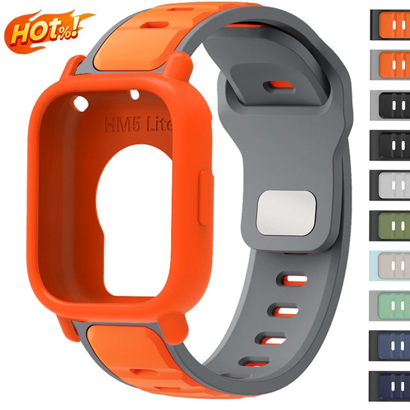 Pulseira De Silicone Esportiva De Duas Cores + Capa Protetora Para Redmi Watch 5 Active 5Lite Substituição Macia 5Active