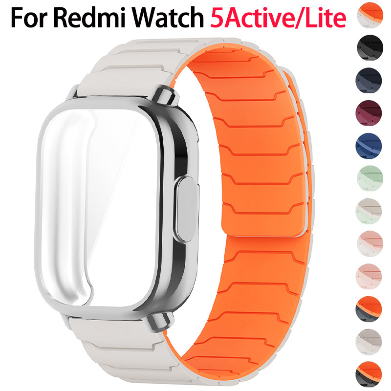 Capa TPU + Pulseira De Silicone Para Redmi Watch 5 Active/5 Lite Magnética Completa Amortecedora