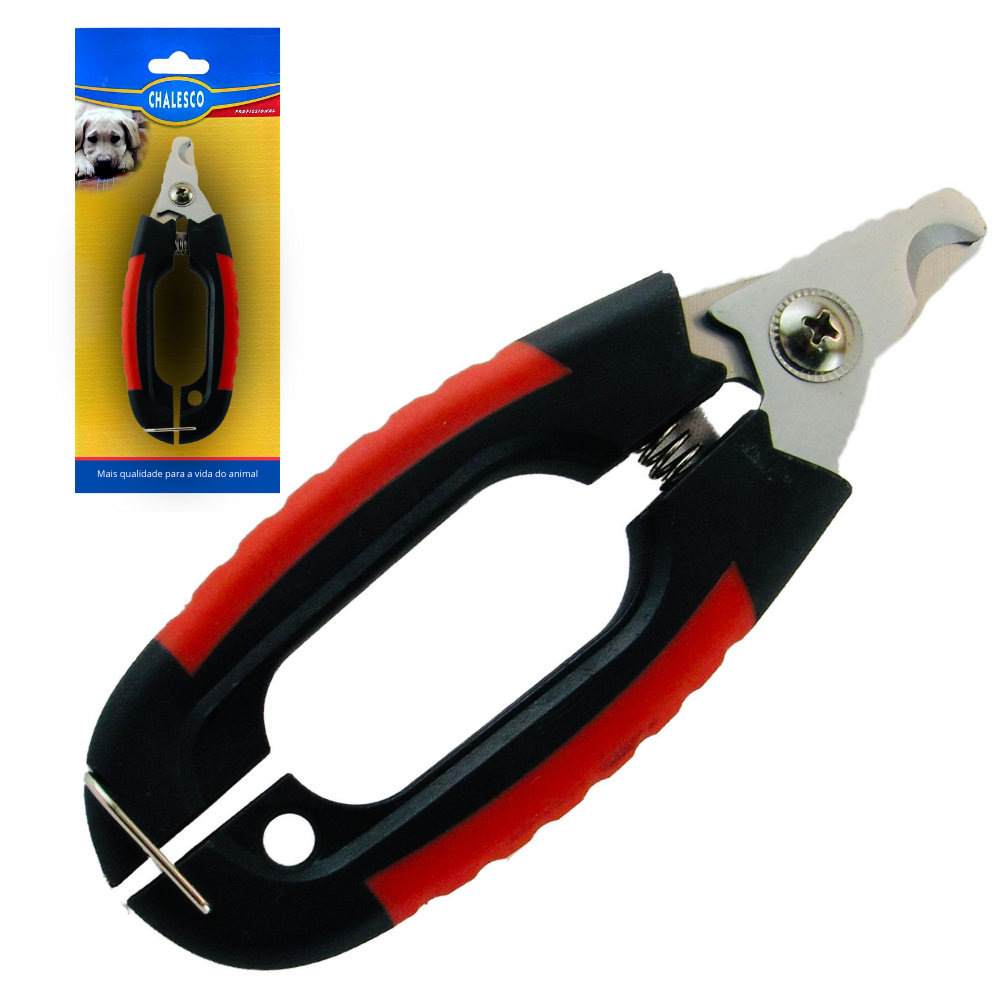 Cortador de Unha Pet Alicate Soft Tipo Guilhotina Cabo Emborrachado Professional 16,5x4,5cm Chalesco