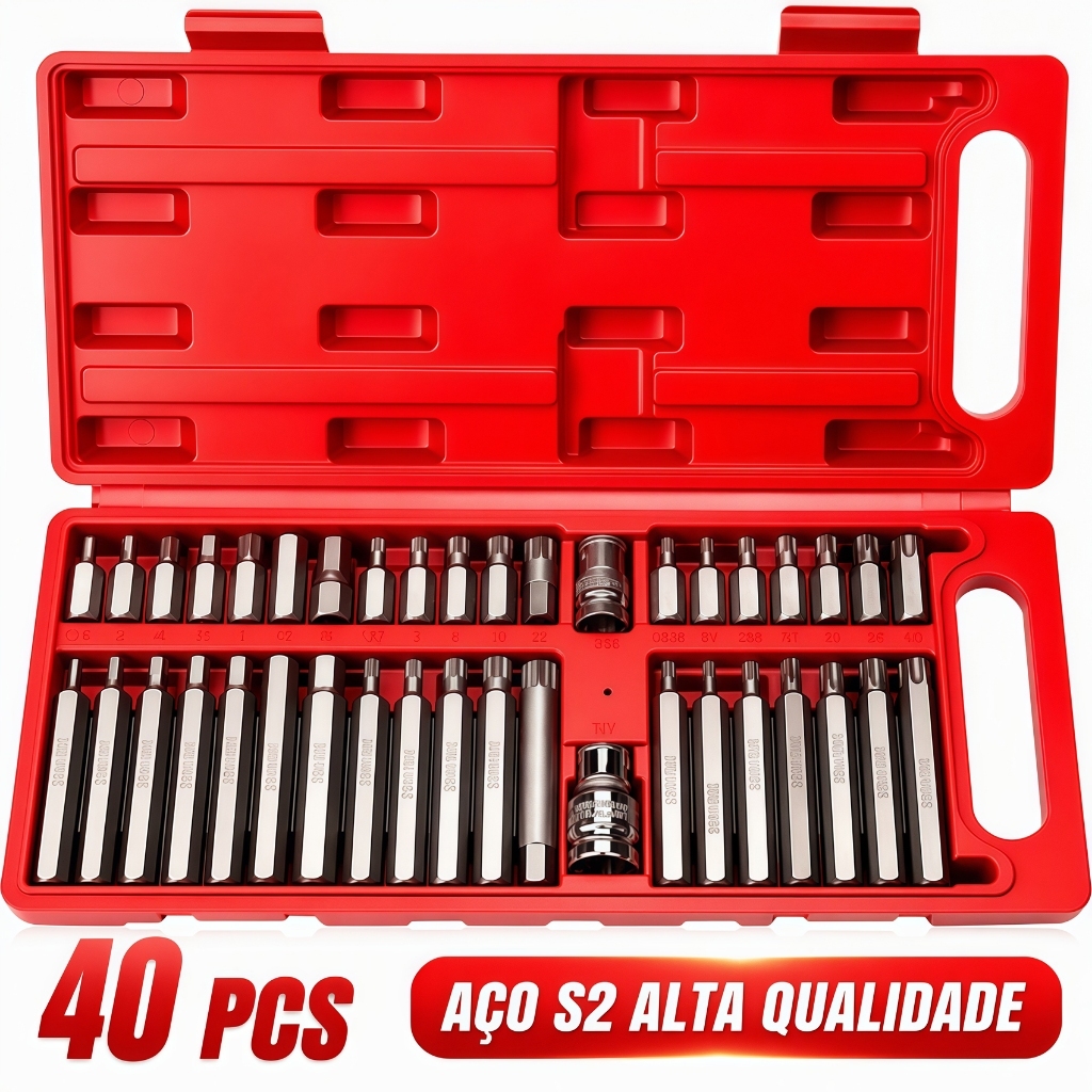 40 Pieces Tool Kit 40 Pieces High Quality Crv Multi-Toothed Torx Allen Bit