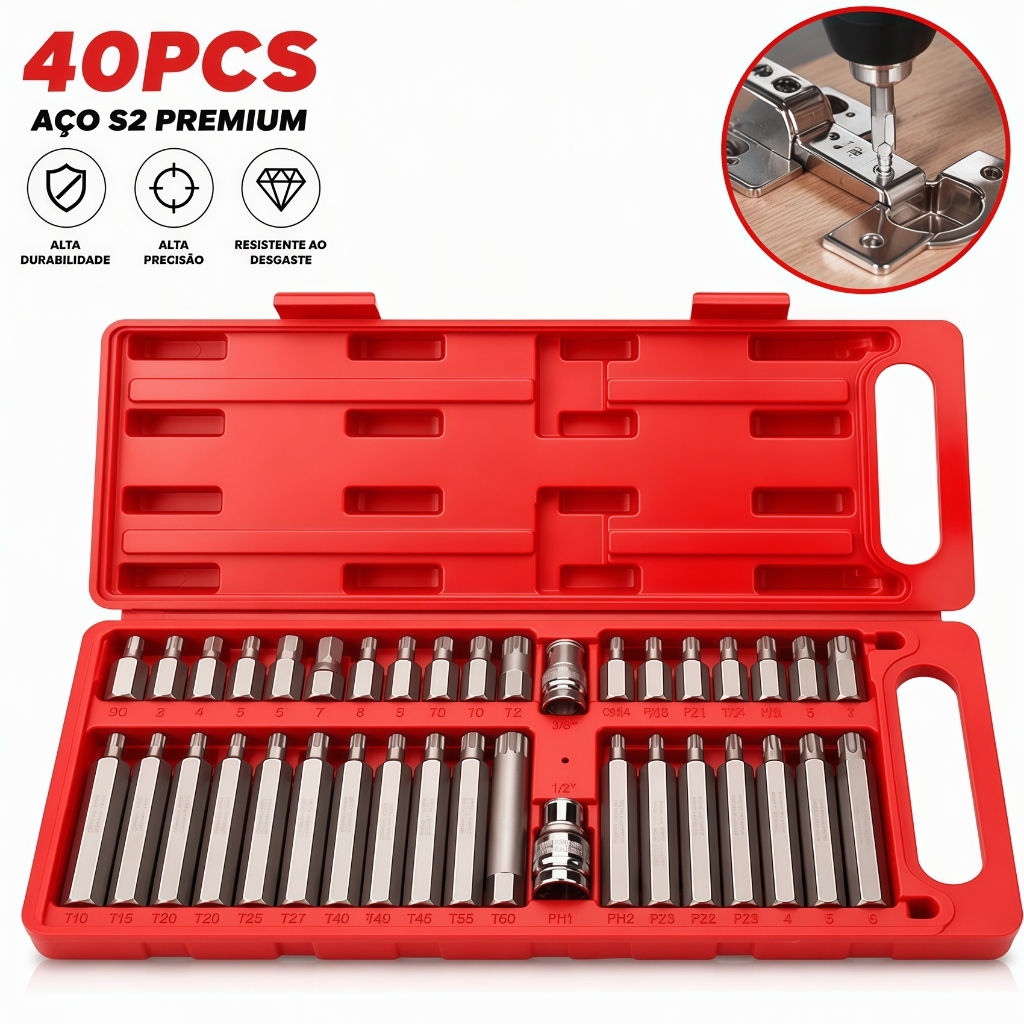 40 Pieces Tool Kit 40 Pieces High Quality Crv Multi-Toothed Torx Allen Bit