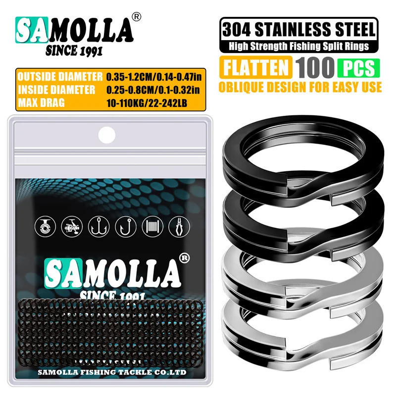 100pcs Fishing Split Rings Stainless Steel 3.5-12MM High Quality Strengthen Double Circle Round Snap Pesca Accessories L