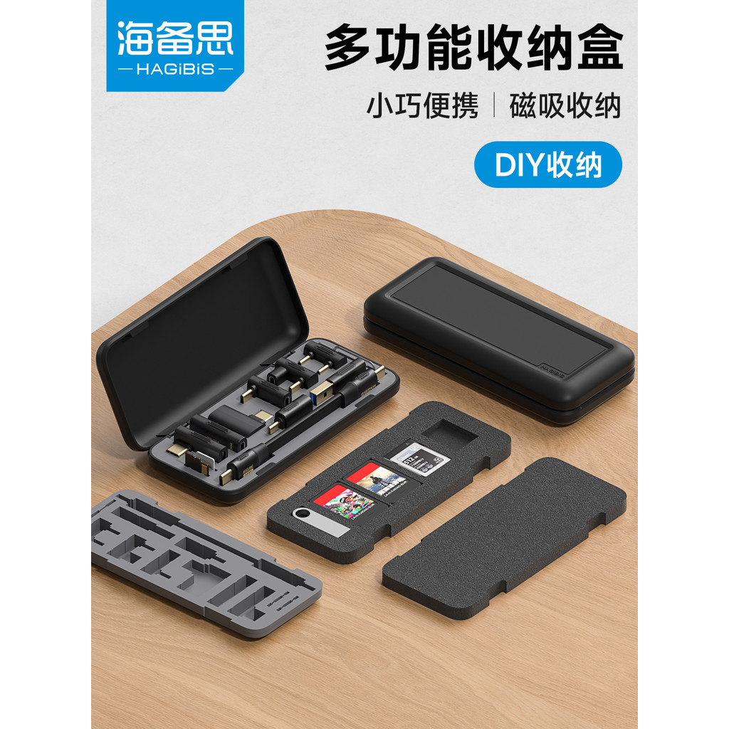 Hyperth Caixa de armazenamento multifuncional typec Adaptador Cotovelo Conjunto de ângulo reto Hard Shell Bolsa Cassete