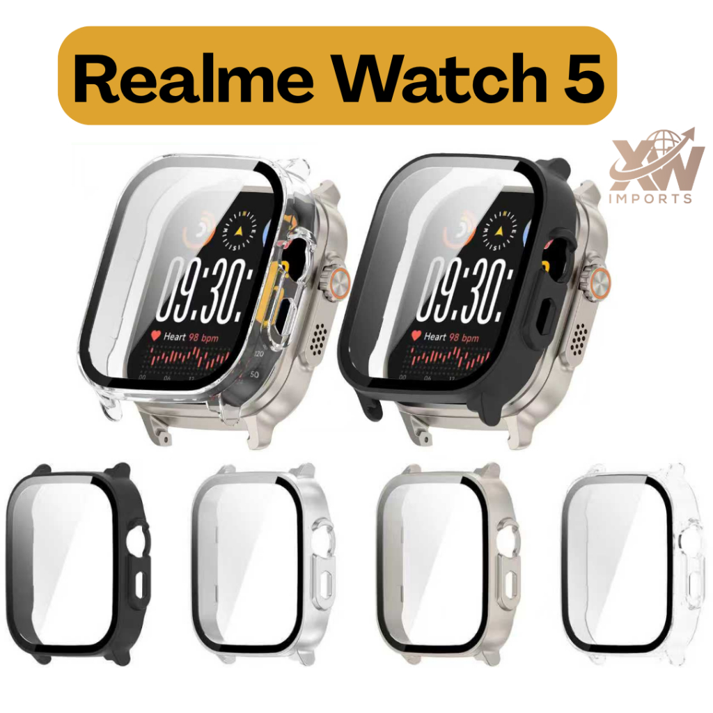 Capa Case TPU com Pelicula Para Smartwatch Realme Watch 5 Anti Quedas Anti Arranhões