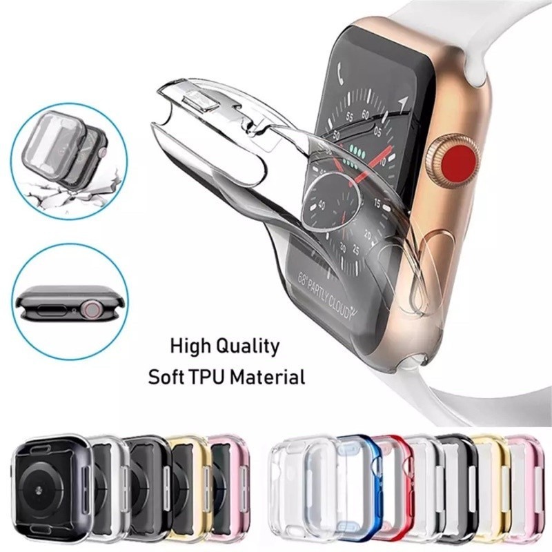 Apple watch capa case transparente tpu Proteção 360° cobre a tela toda para relogio smartwatch 38/40/41/42/44/45/49mm