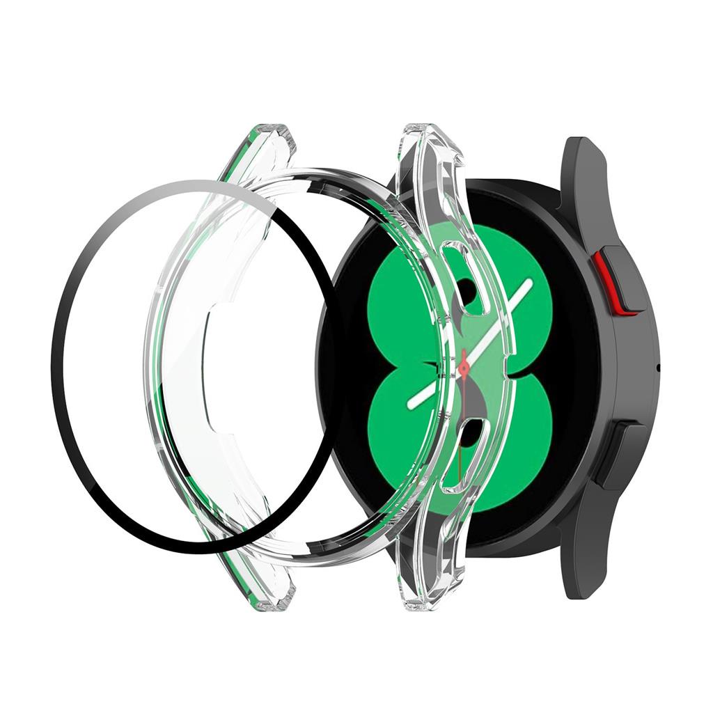Capa Case Transparente com Película de Vidro para Samsung Galaxy Watch 4 40mm SM-R860 e 44mm SM-R870