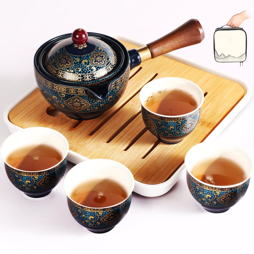 Conjunto De Chá Chinês , Gongfu Portátil , Bule Japonês Giratório Presente Perfeito Para Amantes , Reuniões , Viagens