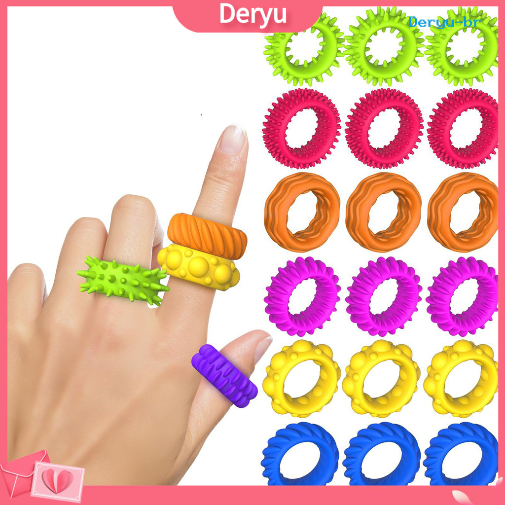 [Deryu]12 Pçs/Set Silicone Anel Sensorial Brinquedo Ansiedade Alívio Do Estresse Portátil Viagem Calmante Fidget Colori