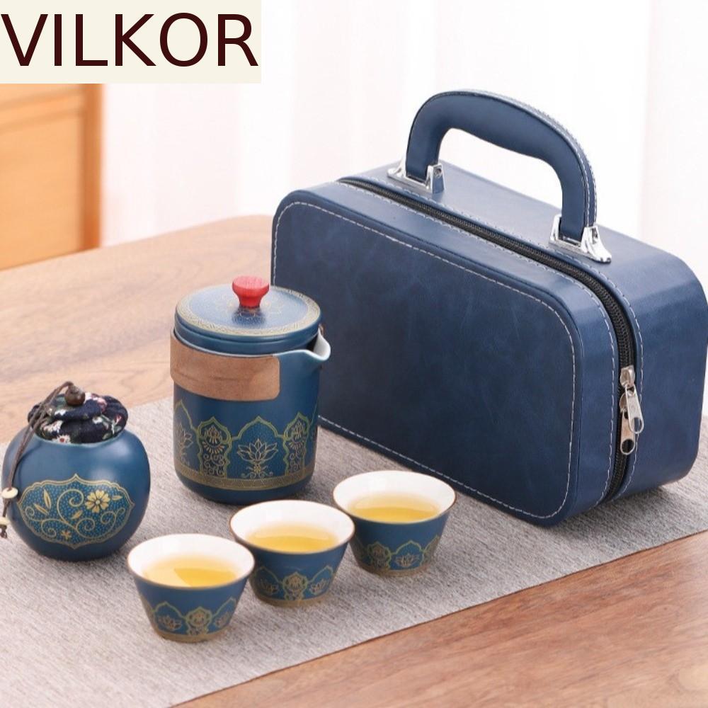 Conjunto De Chá De Viagem VILKOR , Cerâmica Com Caixa Protetora , Vasilha Portátil De Porcelana