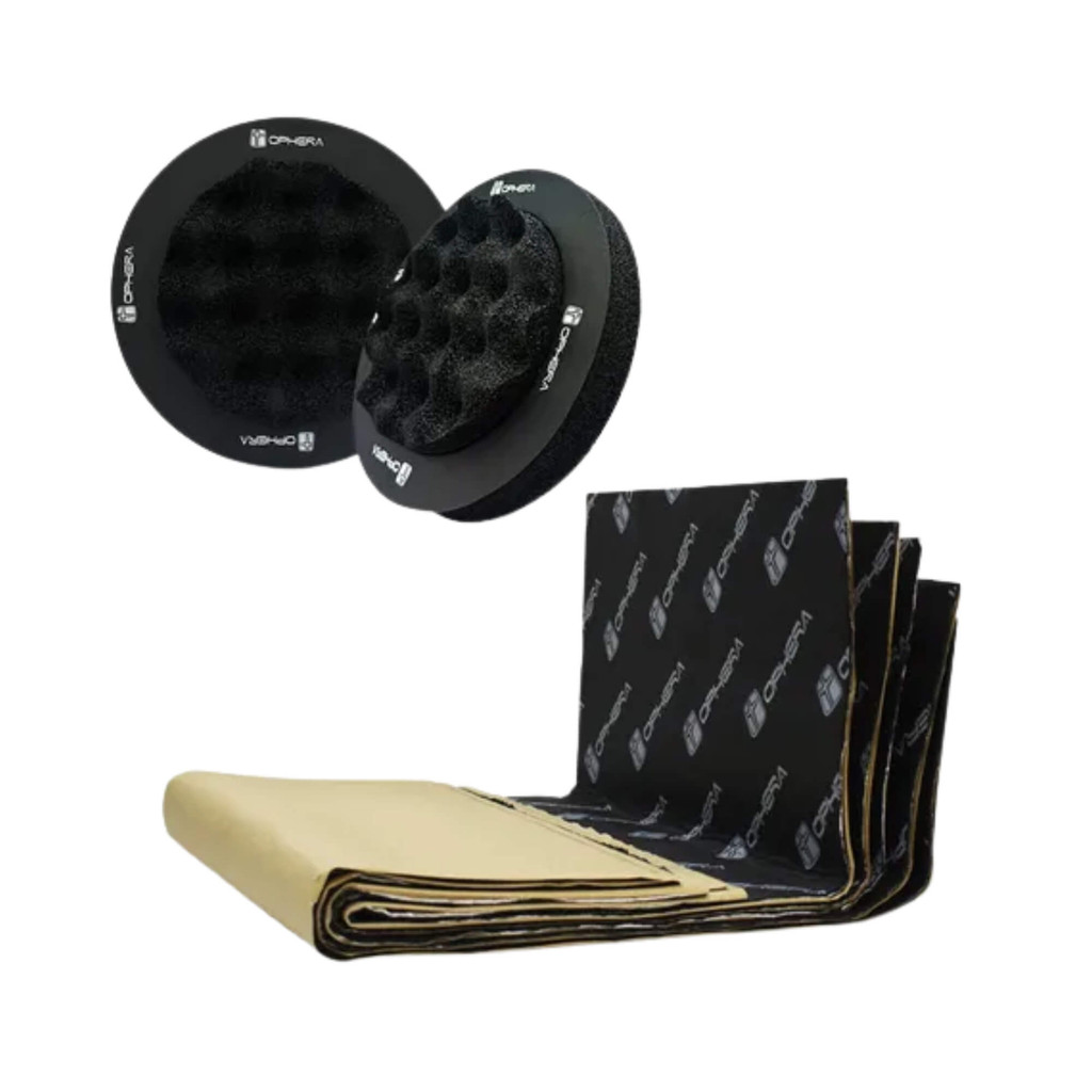 Kit Isolamento Acústico Veicular Ophera: 5 Mantas 46x80cm + Par Anel Phantom Sound Rings 6,5