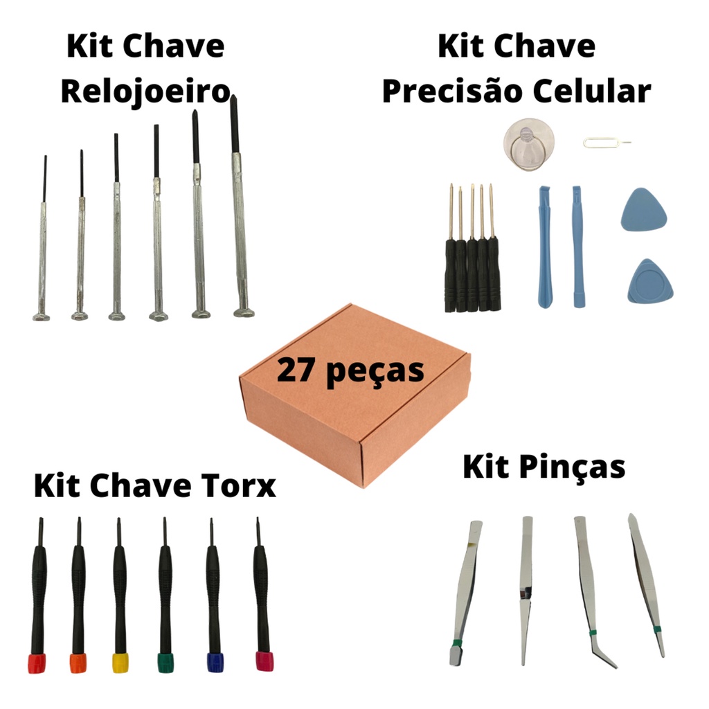 Kit Smart Plus Chaves de Precisão 27 peças - Tablet/Celular