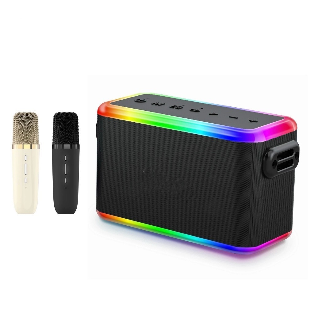Caixa de Som Portátil Bluetooth 5.0 80w Karaokê  com 2 microfone Sem fio D-XK306  TWS