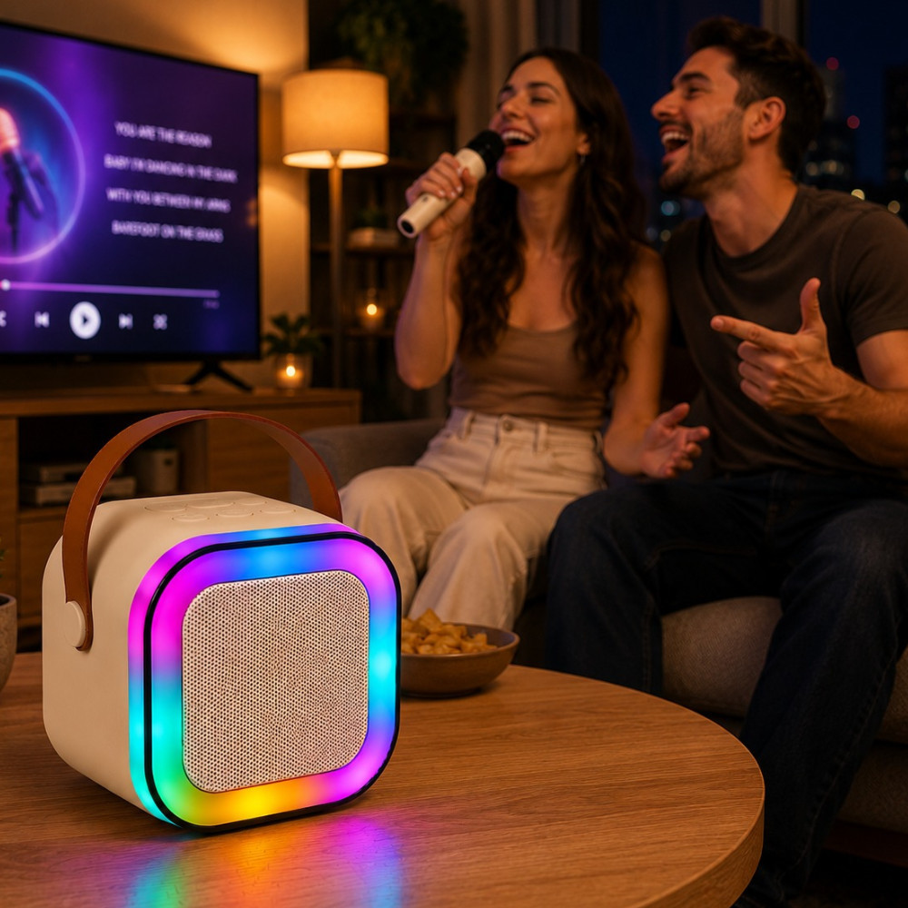 Karaokê Bluetooth Com Microfone Caixa De Som Sem Fio Festa Amigos Família