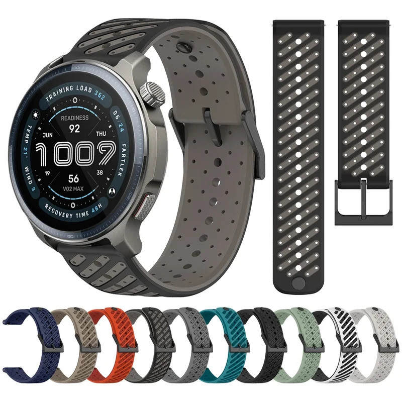 Pulseira de Silicone Esportiva de 22mm para Amazfit Balance 2 1, Pulseira Respirável para Huami Amazfit Bip 6 5/GTR4 3 2
