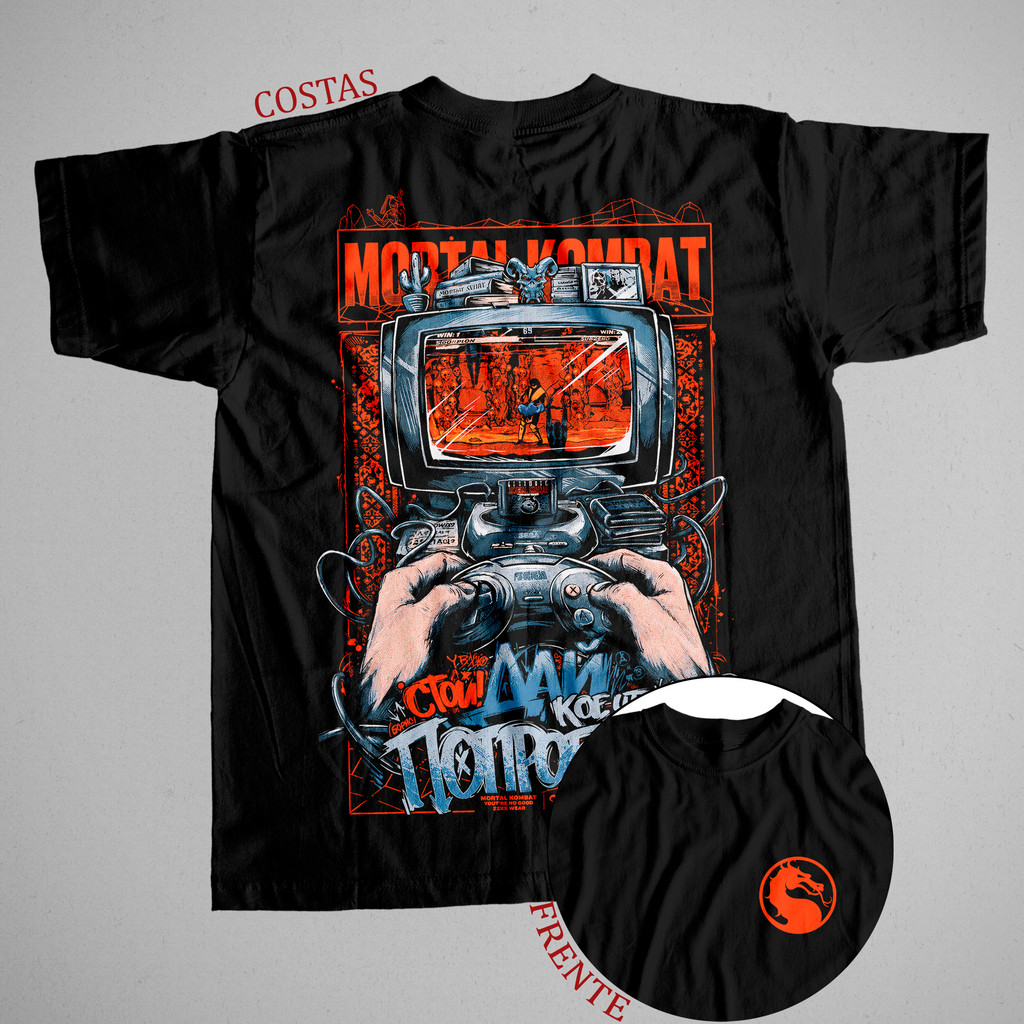 Camiseta Mortal Kombat Scorpion Sub-Zero Gamer Retrô 100% Algodão Masculina Plus Size Estampada