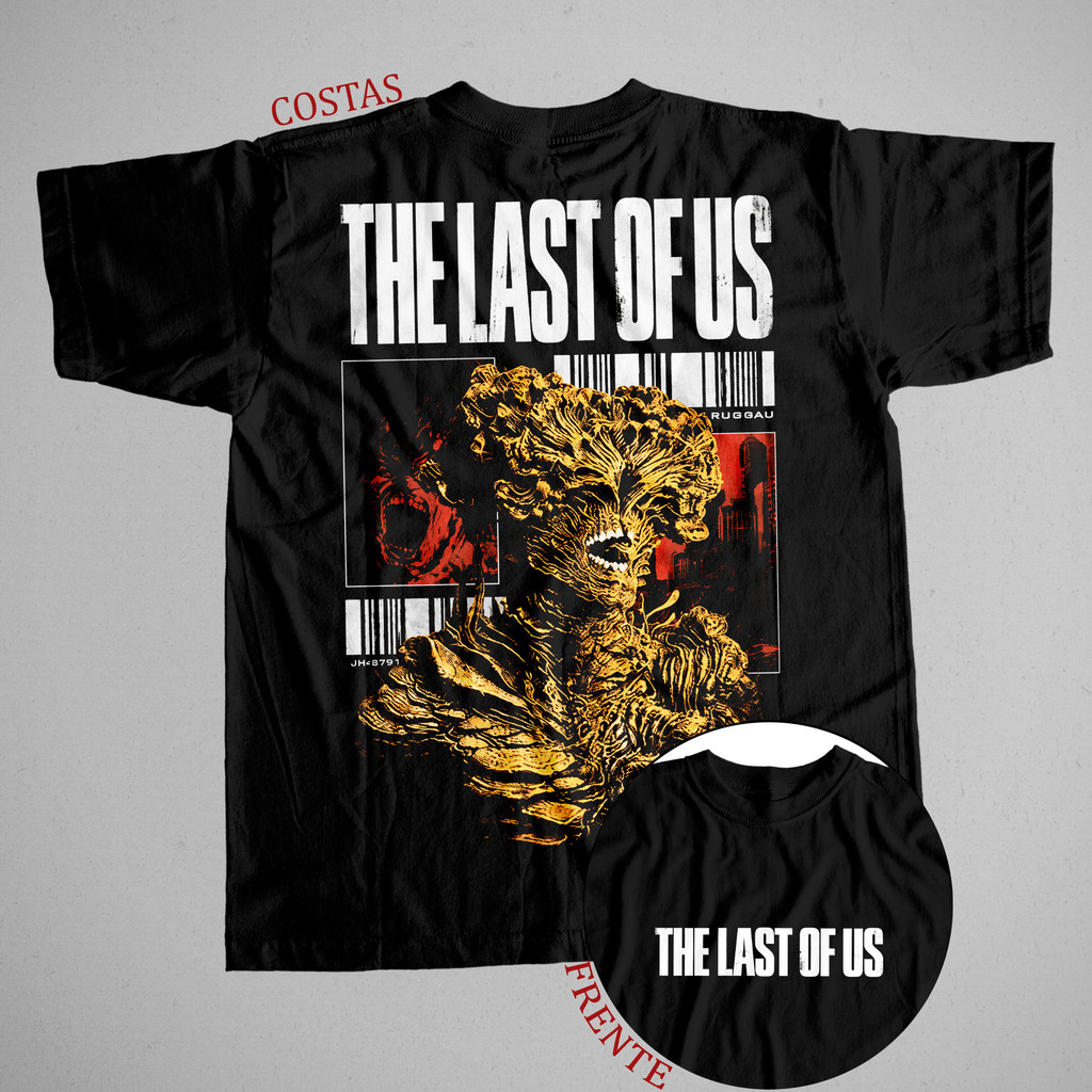 Camiseta The Last of Us Clicker Estalador Infectado Gamer Preta 100% Algodão Masculina Plus Size Estampada