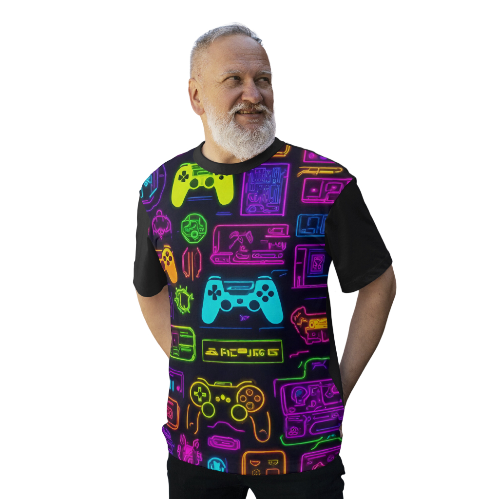 Camiseta Plus Size Neon Brilha Luz Negra Gamer Videogame