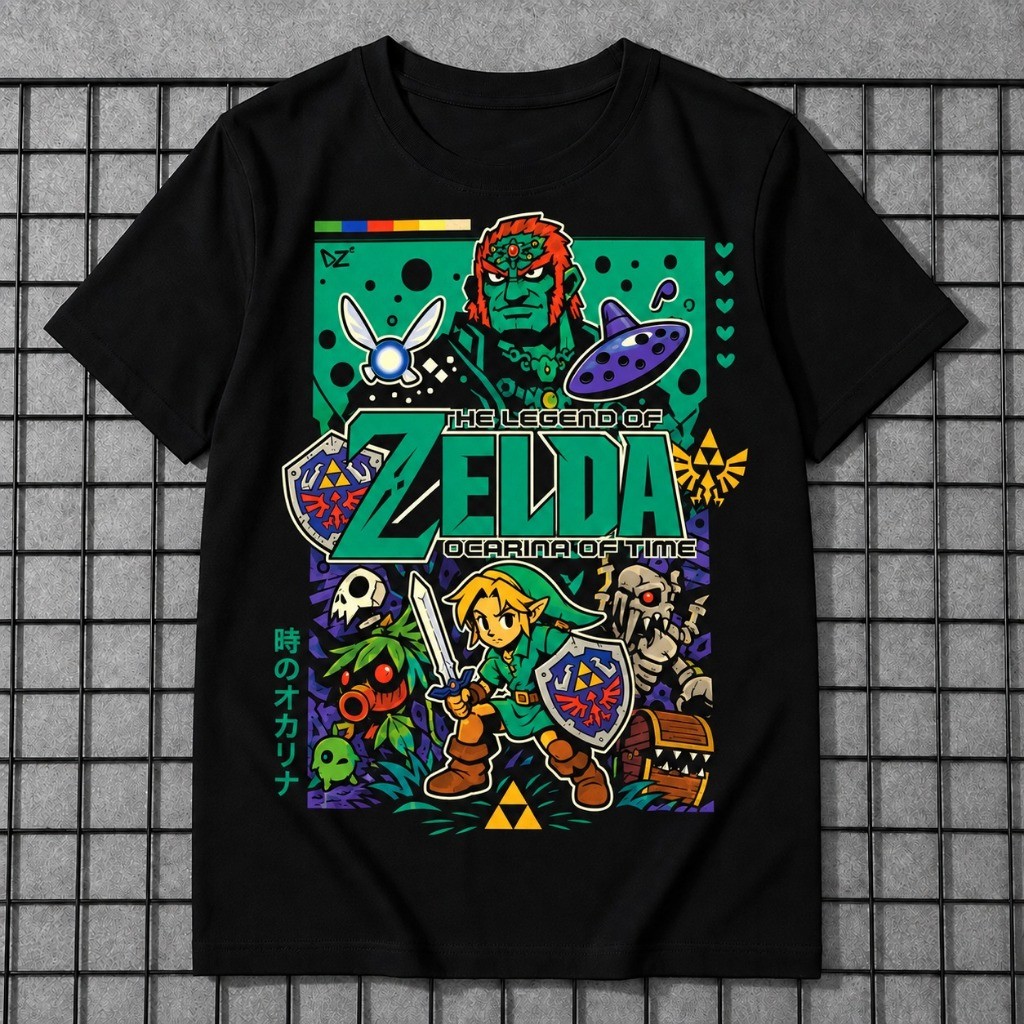 Camiseta The Legend of Zelda Ocarina of Time Unissex Estampa Grande Gamer Anime Geek 100% Algodão DTF Plus Size