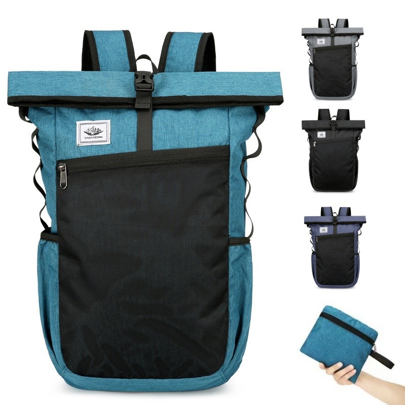 Mochila Dobrável 20L Impermeável Ultraleve Reforçada Para Viagem Trilha E Academia Tecido Oxford