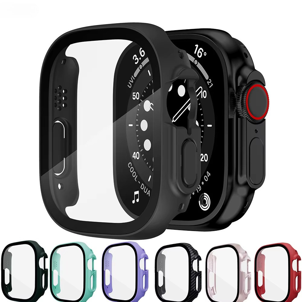 Capa Protetora À Prova De Choque Para PC + Protetor De Tela De Vidro Temperado Apple Watch 49mm Ultra 1 2 3 4 Smart Hard