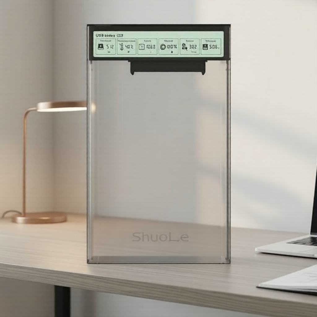 Gabinete HDD/SSD Smart Display 2,5'' USB 3,2 Gen2 – Armazenamento Portátil Transparente para Laptop