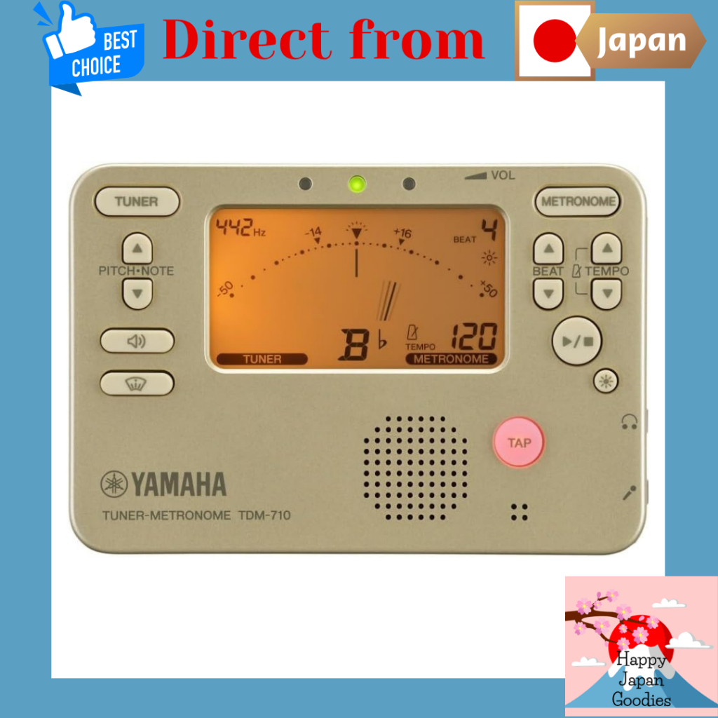 Yamaha TDM-710GL Gold Tuner Metronome Dual Function for Guitar Bass Wind Instruments Practice - Backlight, Soundback