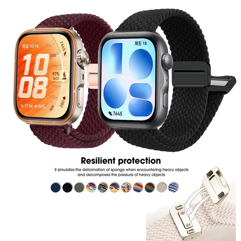 Pulseira De Nylon Tecida Elástica Com Fivela Magnética Para Huawei Watch Fit5/Fit 5 Pro/Fit4