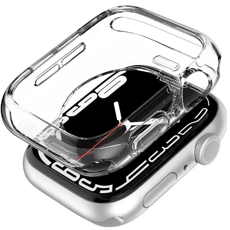 Capa TPU Bumper com Abertura na Tela para Apple Watch Transparente Case 46mm 49mm 9 6 Smartwatch Ultra 40 41 42 44 45mm