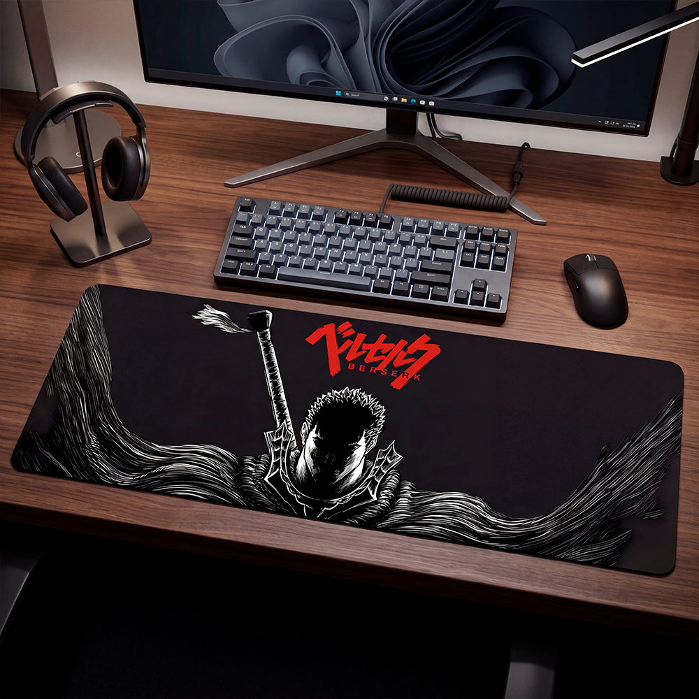 Mouse Pad Gamer Personalizado Guns Berserk Grande RGB Anime Exclusivo 80x30cm Confortável e Preciso